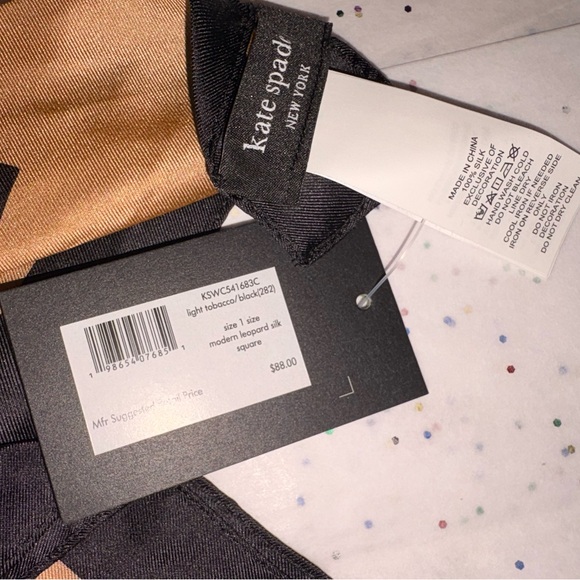 Kate Spade Leopard Print Scarf - Black and Tan - Picture 4 of 6